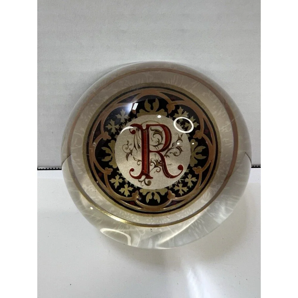 Punch Studio Crystal Letter R Monogram Paperweight France 3.5